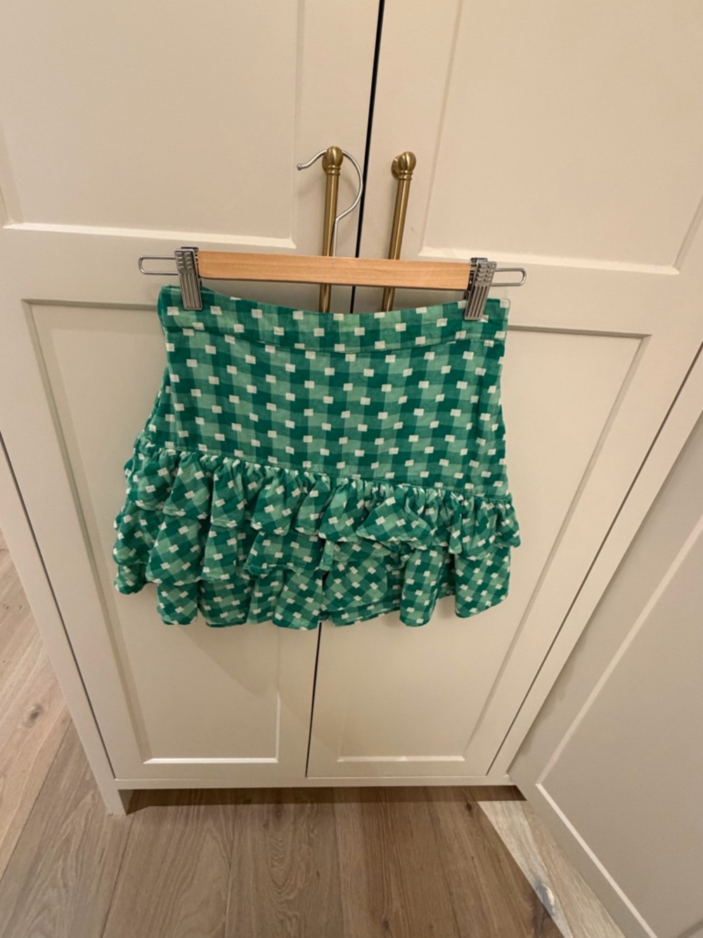Tularosa Green Gingham Ruffle Mini Skirt - Picture 3 of 9